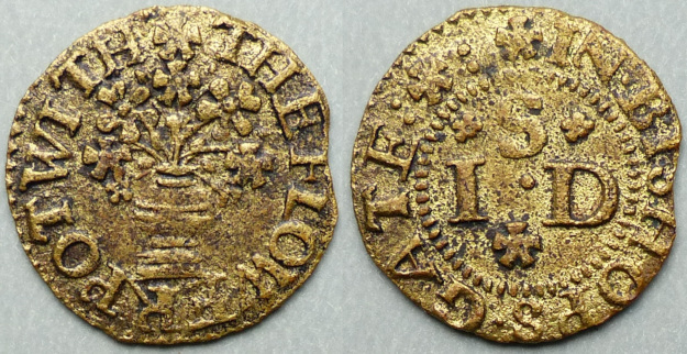 Bishopsgate Within, I S (D) THE FLOWER POT farthing Bishopsgate Within, I S (D) THE FLOWER POT farthing